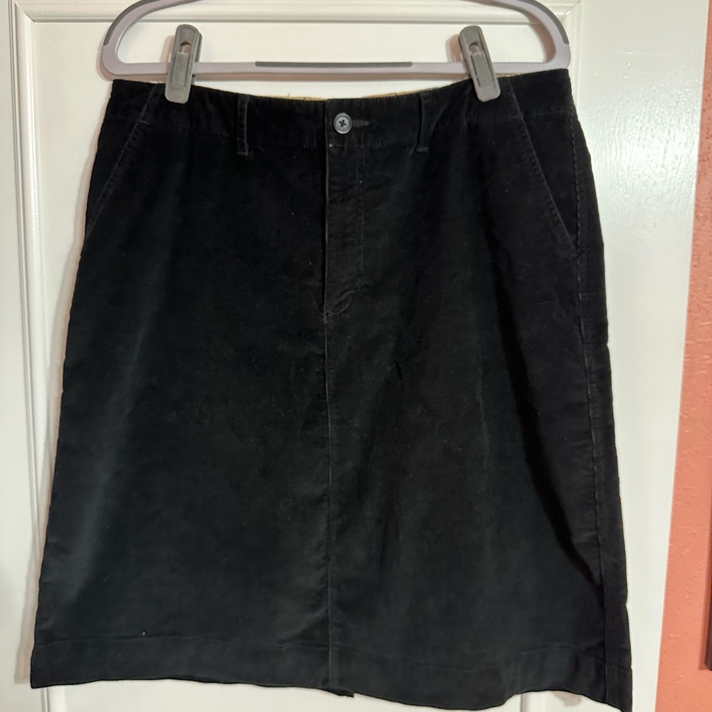 Eddie Bauer Black Corduroy A-Line Skirt